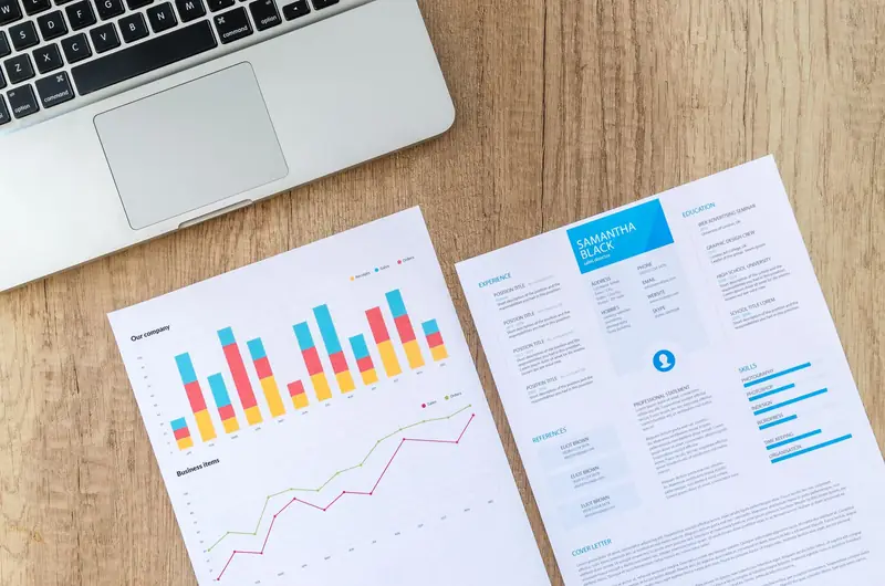 Charts and analytics on a laptop screen